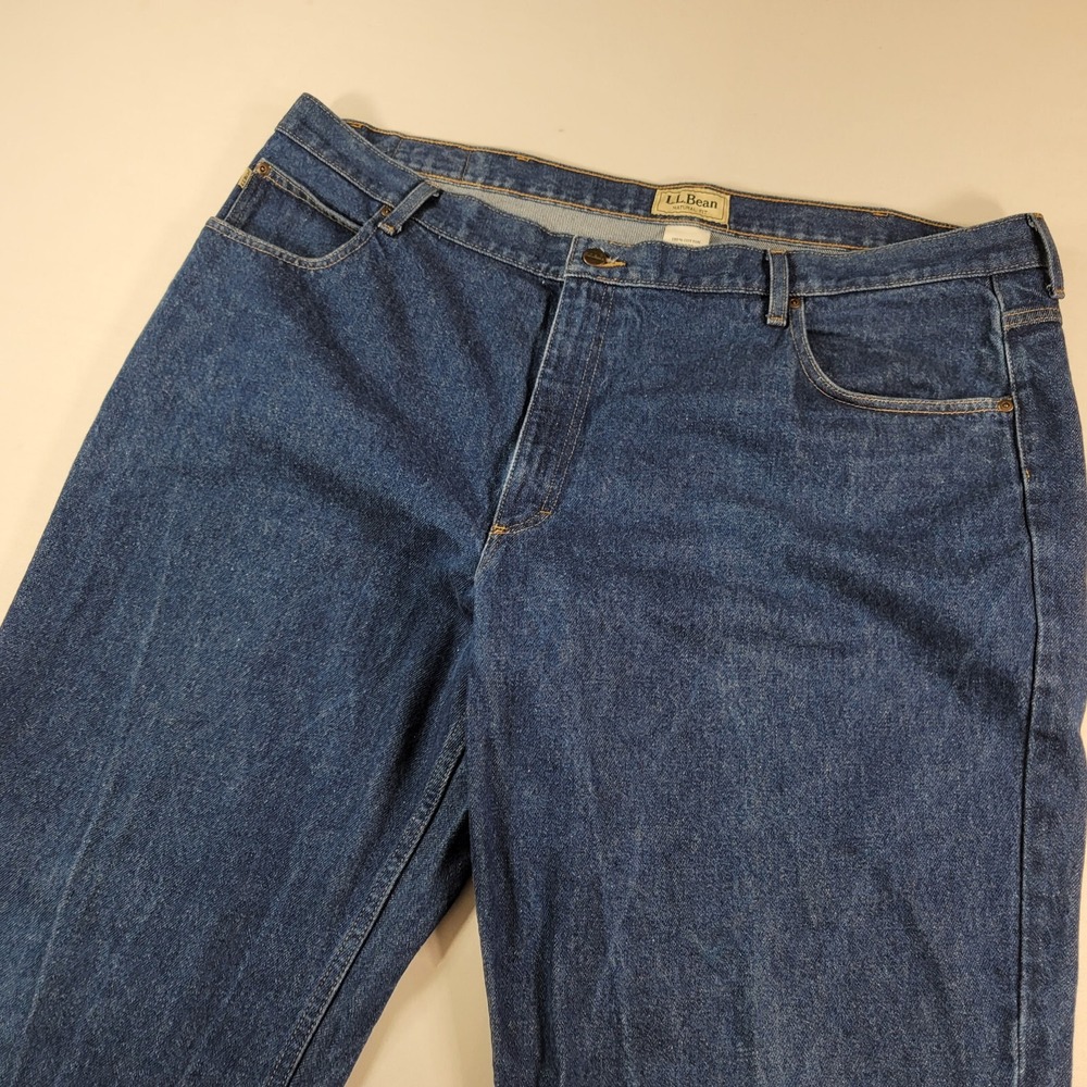 LL Bean Denim Jeans Mens 44x29‎ Blue Natural Fit Straight Cotton - Picture 4 of 10